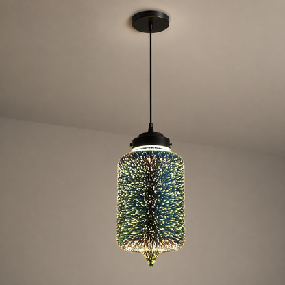 Pendellampa med fyrverkerier i glas med 3D-effekt