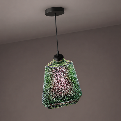 Pendellampa med fyrverkerier i glas med 3D-effekt