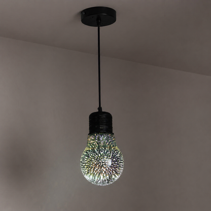 Pendellampa med fyrverkerier i glas med 3D-effekt