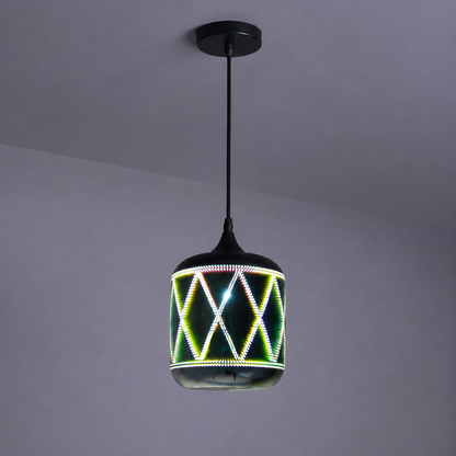 Pendellampa med fyrverkerier i glas med 3D-effekt