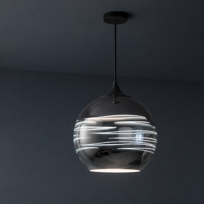 Pendellampa med fyrverkerier i glas med 3D-effekt