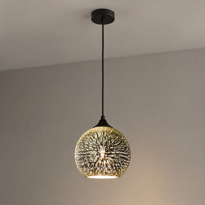 Pendellampa med fyrverkerier i glas med 3D-effekt