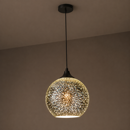 Pendellampa med fyrverkerier i glas med 3D-effekt