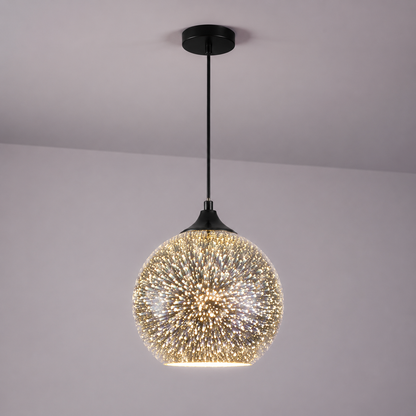 Pendellampa med fyrverkerier i glas med 3D-effekt