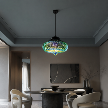 Pendellampa med fyrverkerier i glas med 3D-effekt