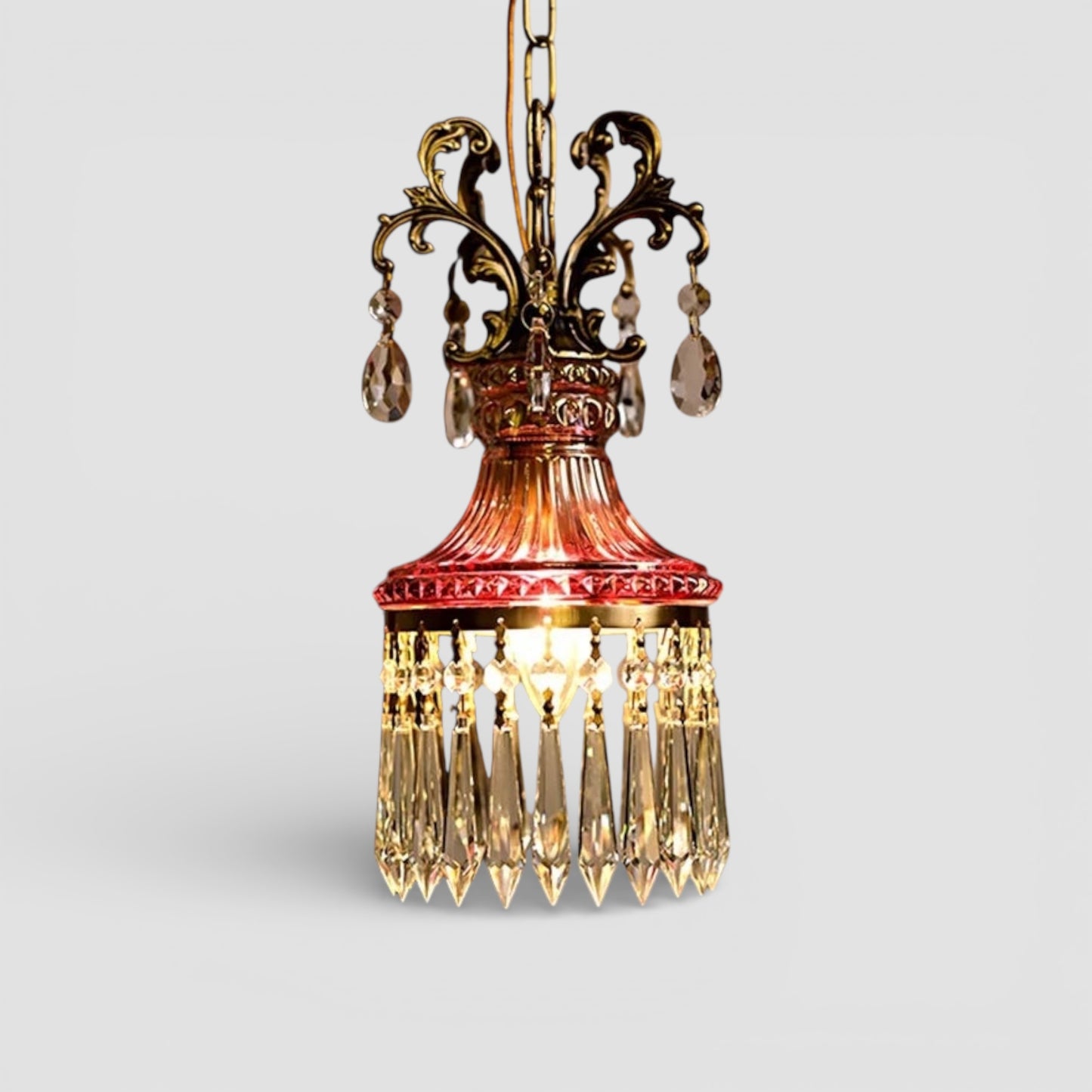 Retro small luxury french crystal pendant light
