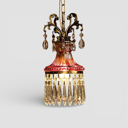 Retro small luxury french crystal pendant light