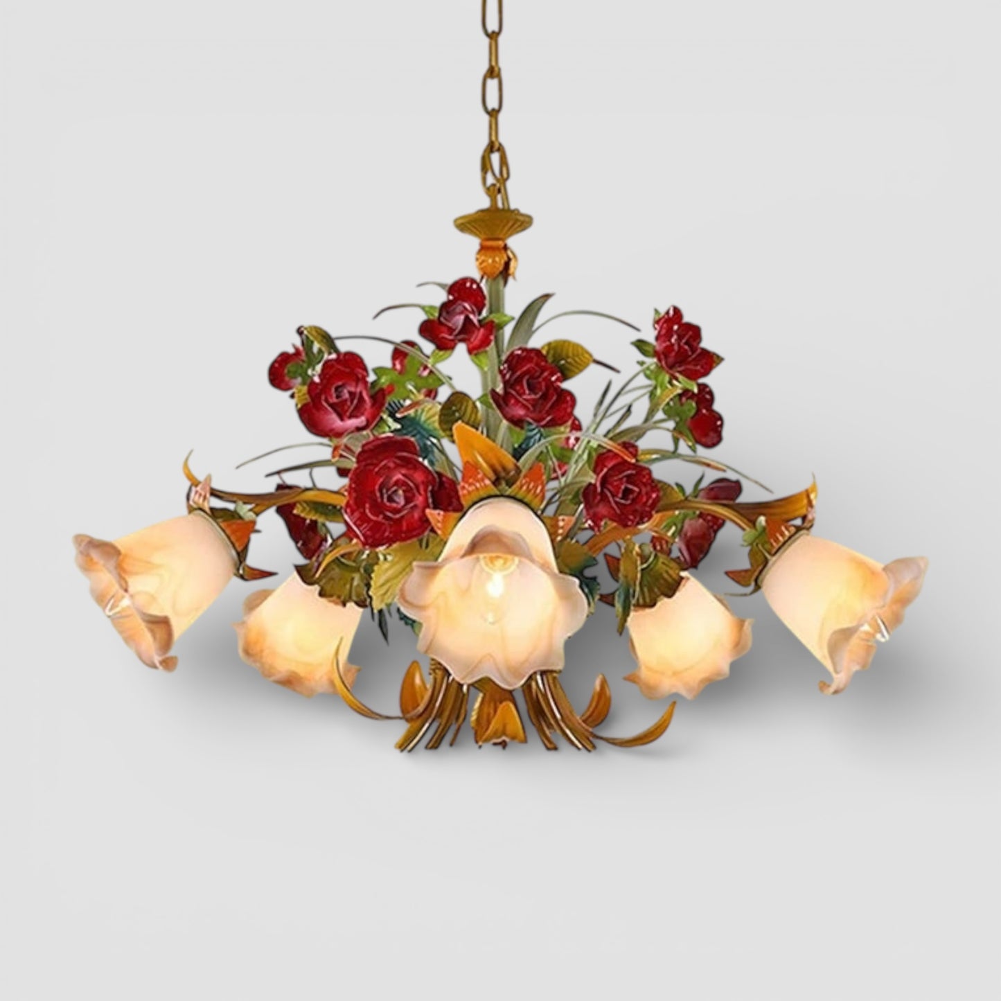 Floral glass rose ceiling light