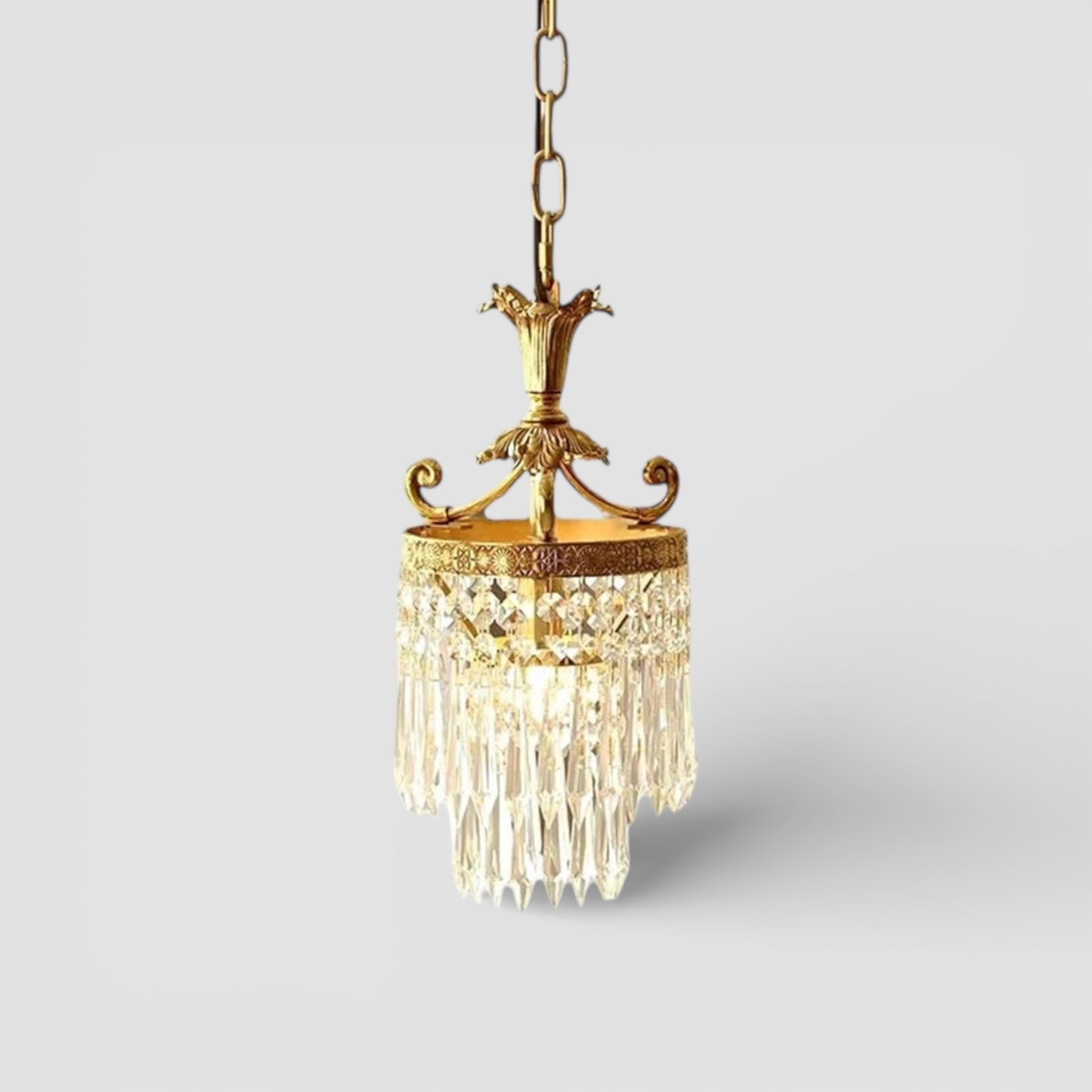 Retro french copper pendant light with crystals