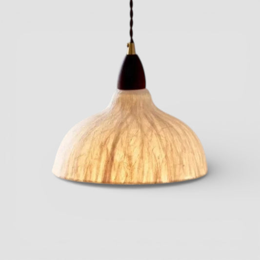 Walnut rice paper pendant light wabi sabi