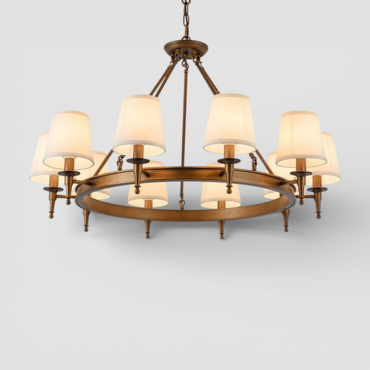 Copper with fabric shades chandelier