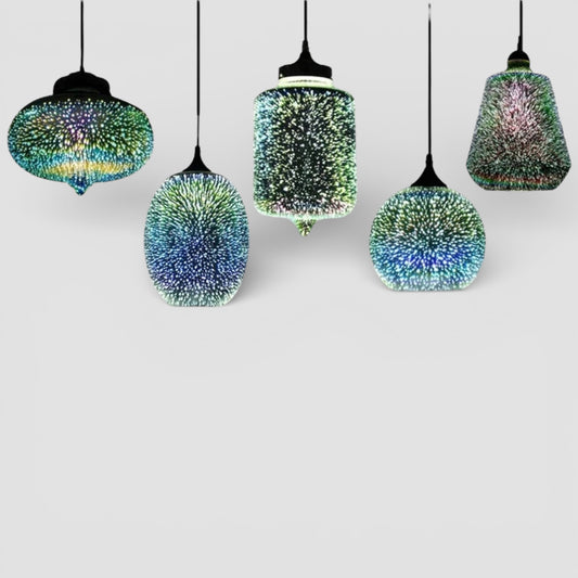 Glazen vuurwerk hanglamp met 3D-effect