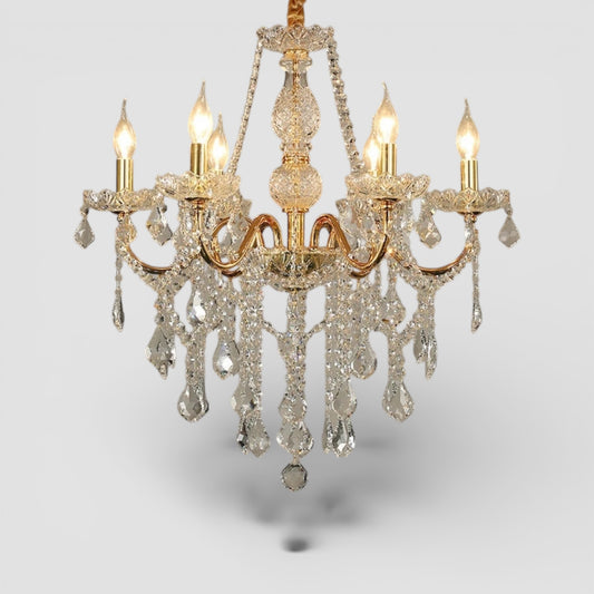 Elégant lustre en cristal pour villa à haut plafond
