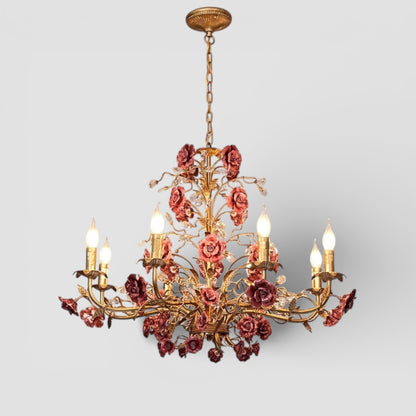 Vintage retro ceramic rose chandelier