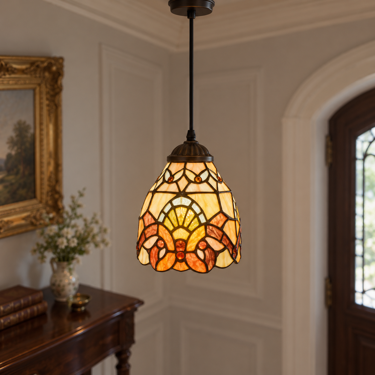 Tiffany-style glass pendant light