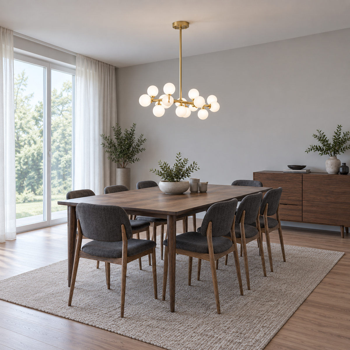 Ljuskrona med nordisk glödlampa för matsal