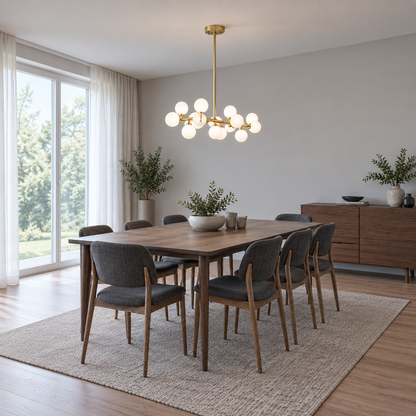 Ljuskrona med nordisk glödlampa för matsal