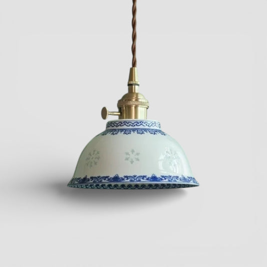 White ceramic copper LED pendant