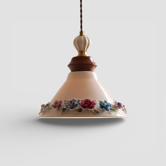 Rose flower white ceramic led pendant for hallway