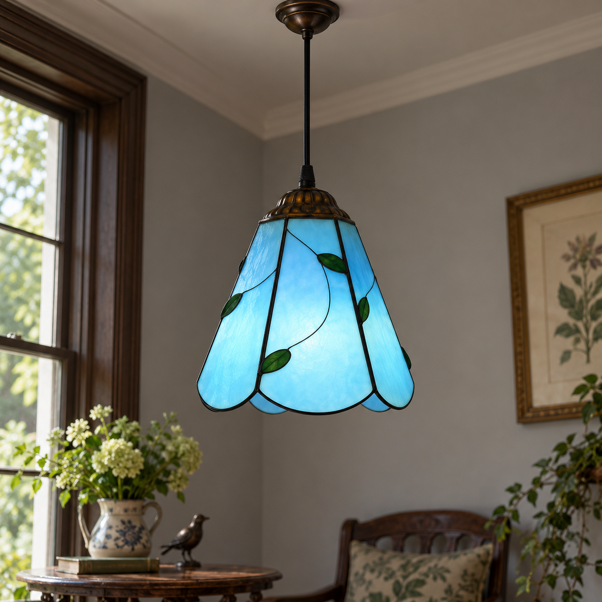 Tiffany-style glass pendant light