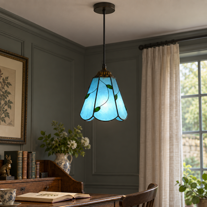 Tiffany-style multicolor stained-glass pendant light