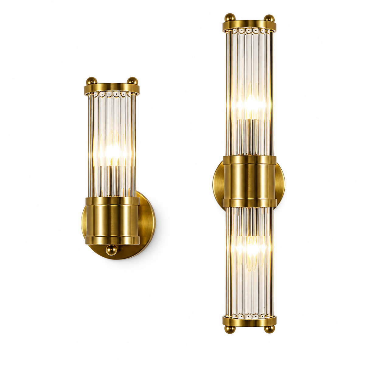 Kristal-messing wandlamp