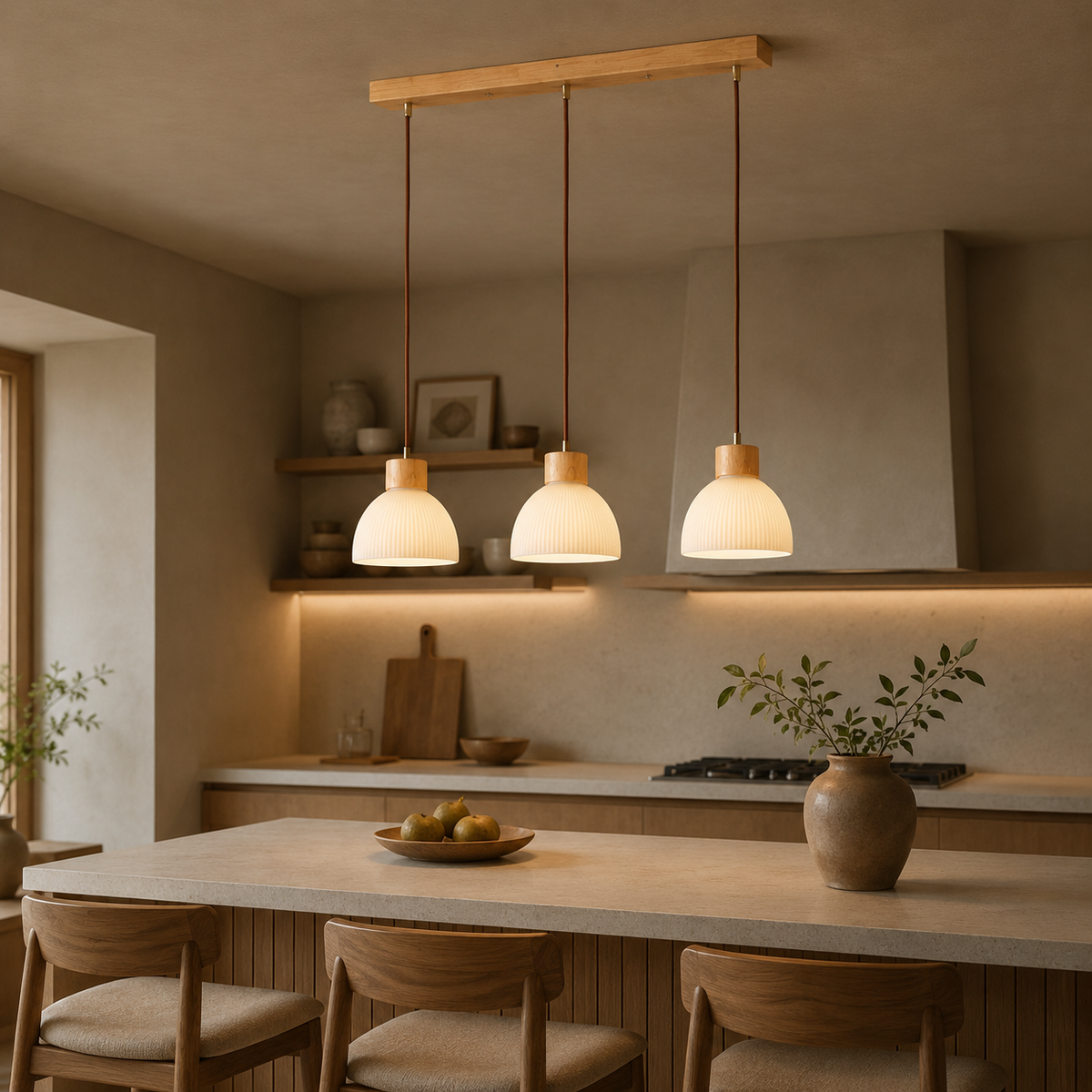 Lámpara de techo nórdica de madera para salón