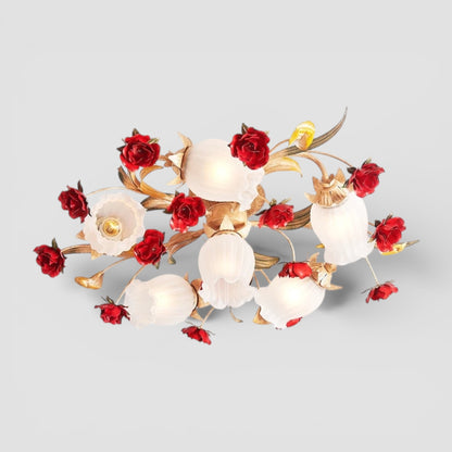 Romantic red rose ceiling light