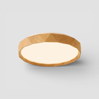Walnootkleurige ronde plafondlamp voor de slaapkamer