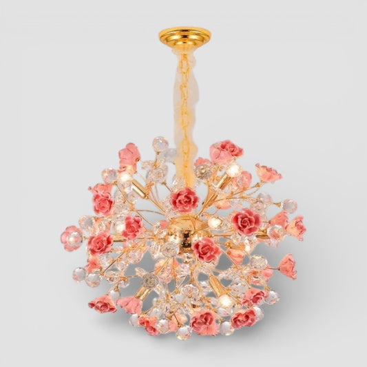 Lustre européen en cristal rose