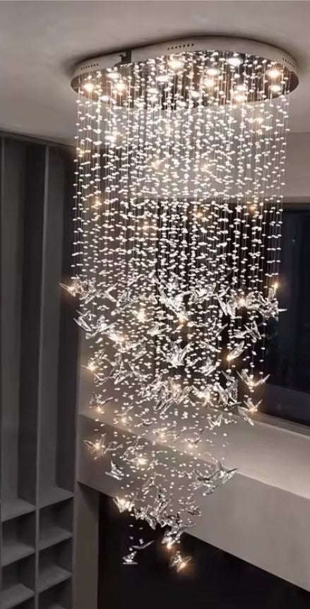 Butterfly crystal chandelier for villa staircase and living room