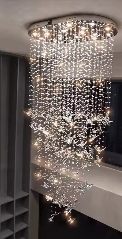 Butterfly crystal chandelier for villa staircase and living room
