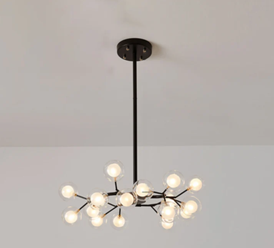Scandinavische kroonluchter in zwart goud voor restaurants en bars