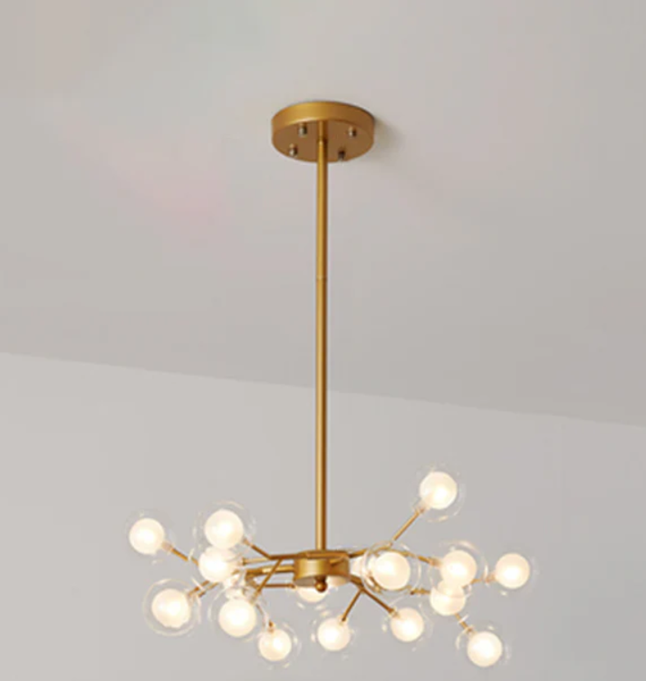 Scandinavische kroonluchter in zwart goud voor restaurants en bars