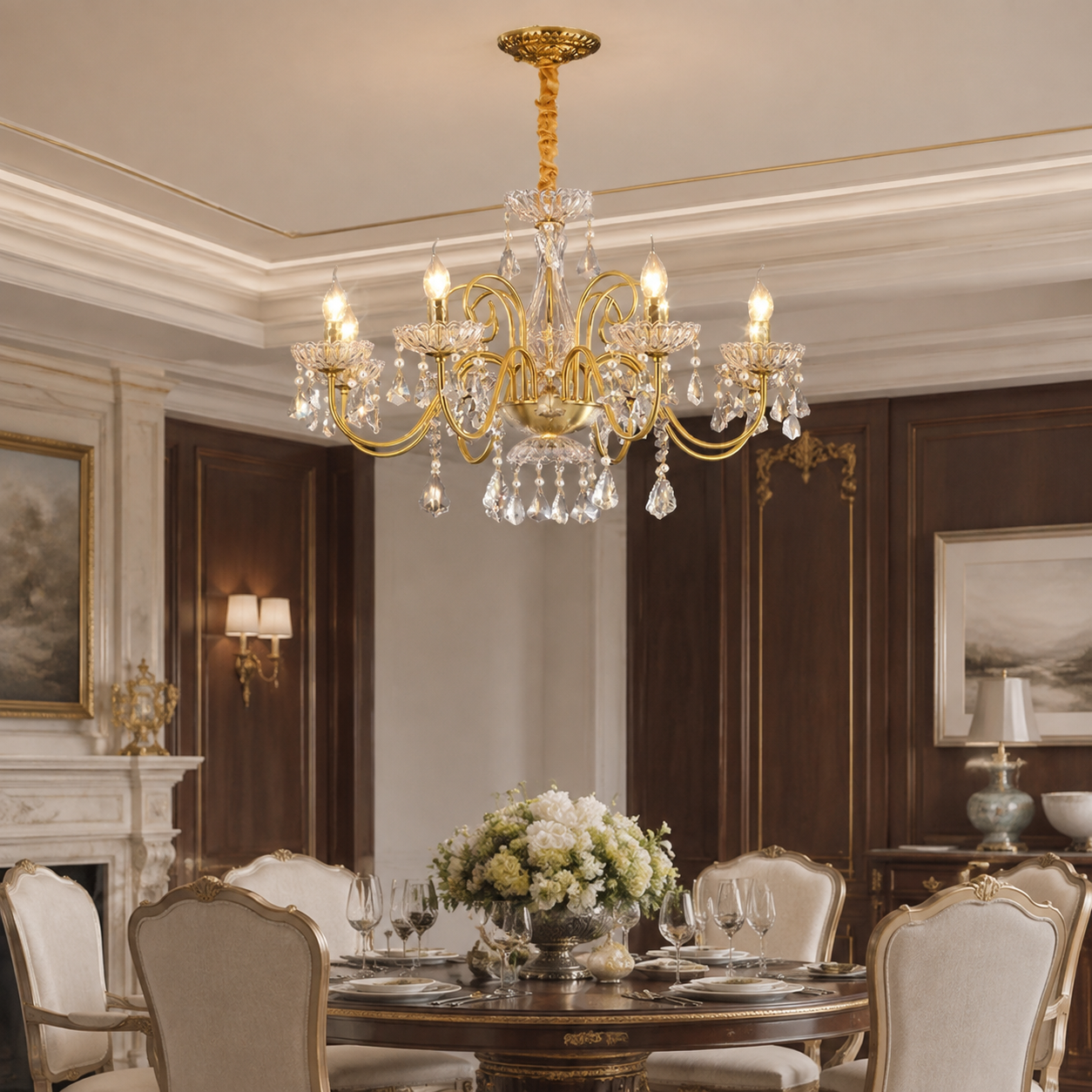 Centro de mesa con velas de cristal Villa