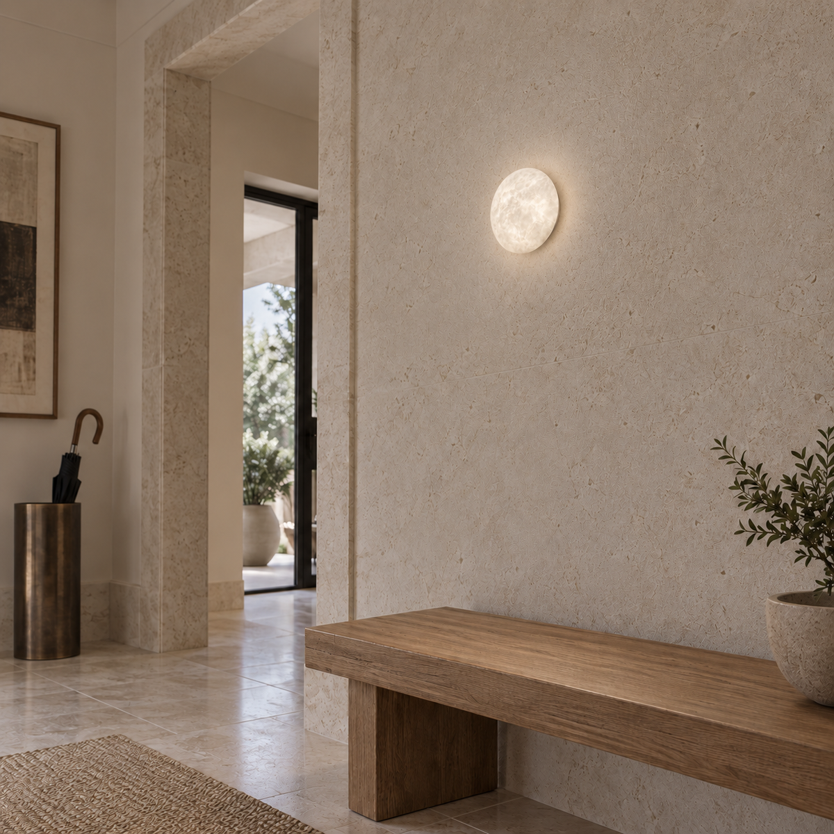 Round shape luxury marble sconce