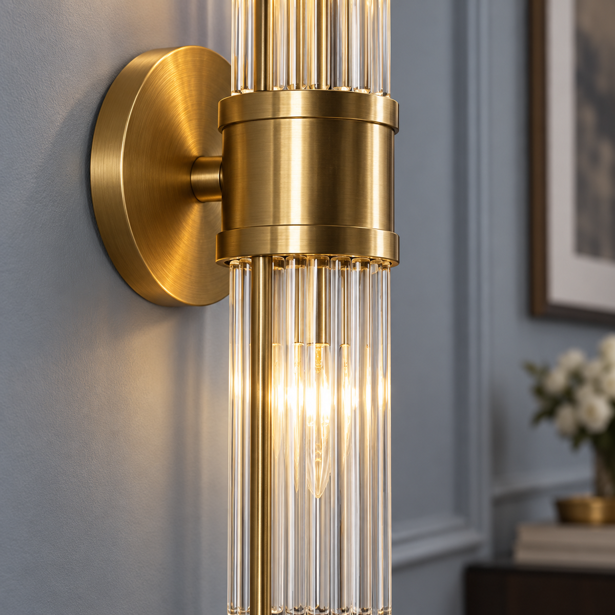 Kristal-messing wandlamp