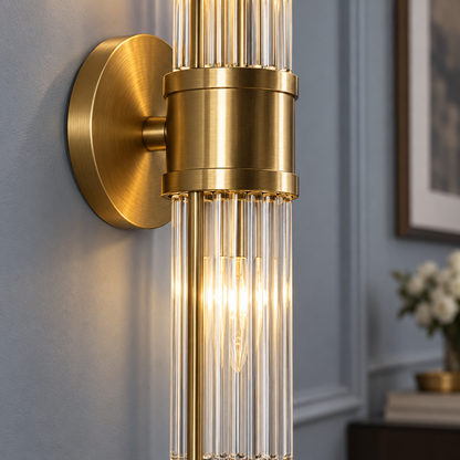 Kristal-messing wandlamp