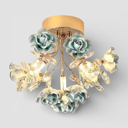 Vintage kristallkrona med rosendesign