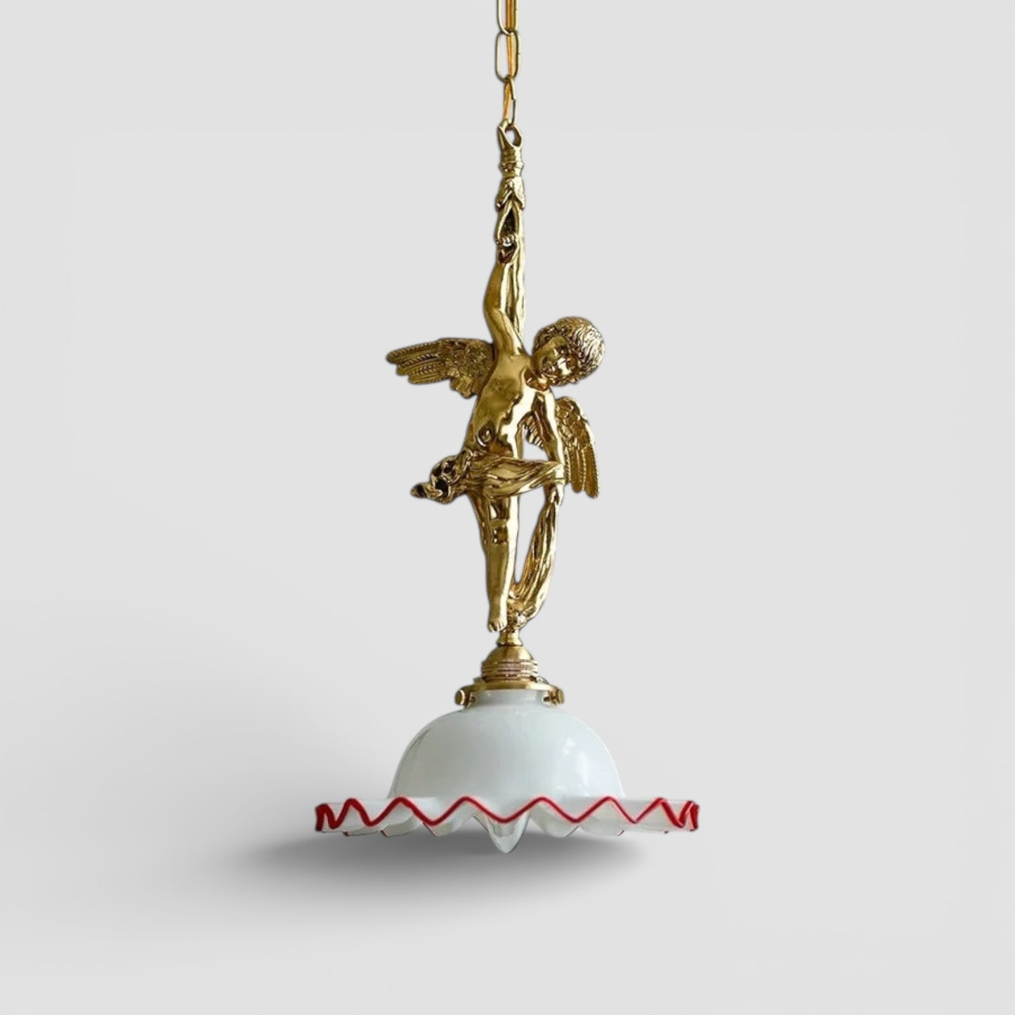 Gold copper angel pendant light