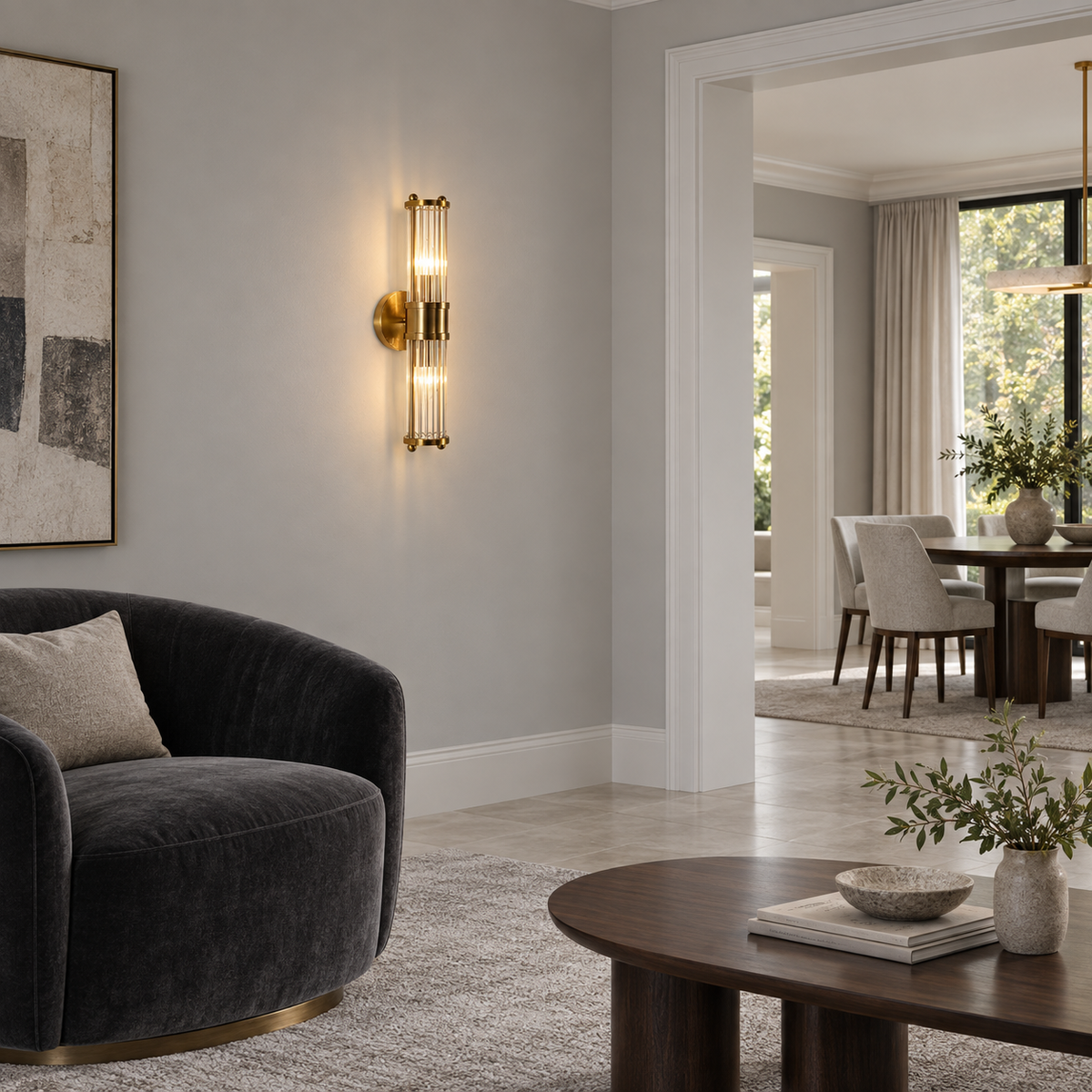 Kristal-messing wandlamp