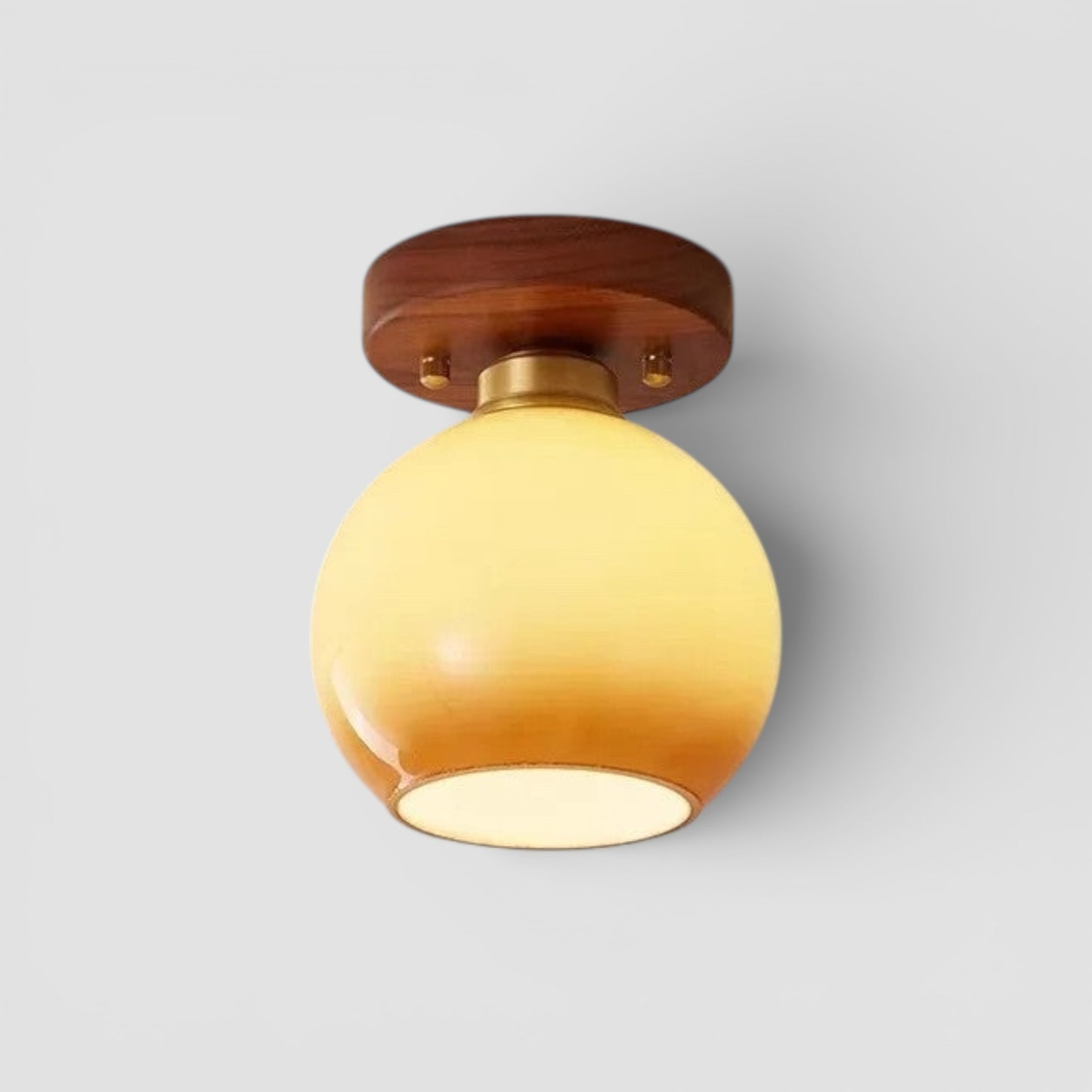 Valnötsfärgad taklampa i glas med gradient för entrén