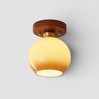Valnötsfärgad taklampa i glas med gradient för entrén