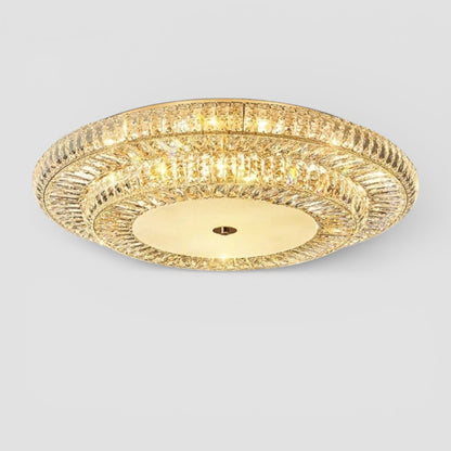 Lampada da soffitto rotonda in cristallo dorato
