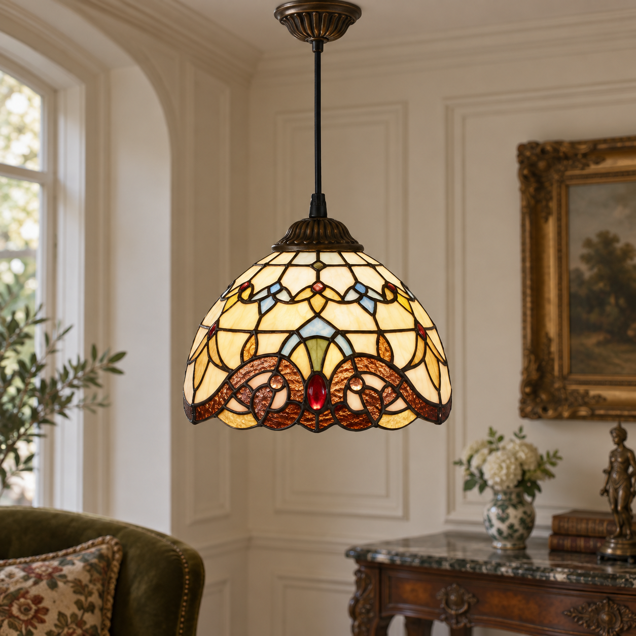 Tiffany-style glass pendant light