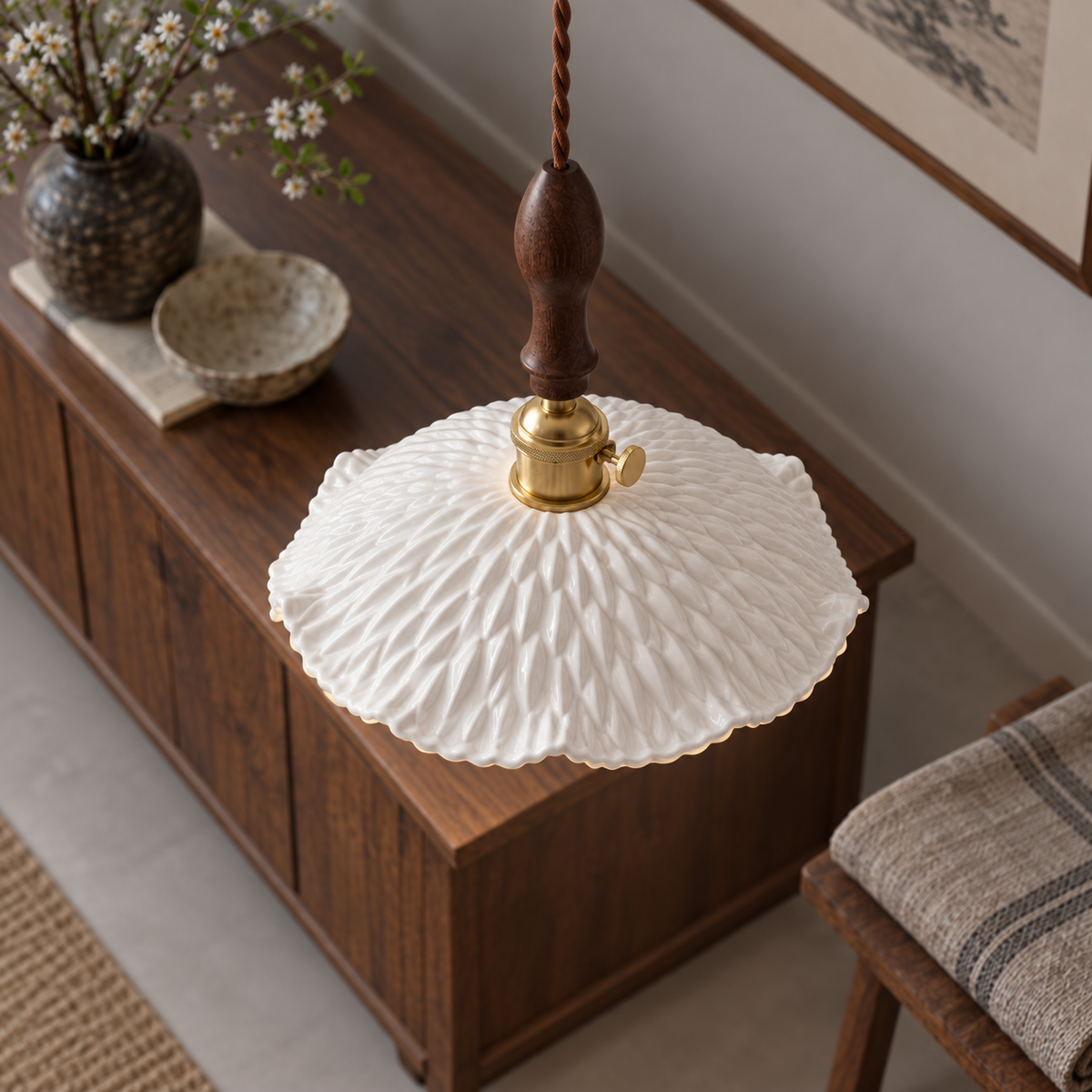 Japanese ceramic pendant light