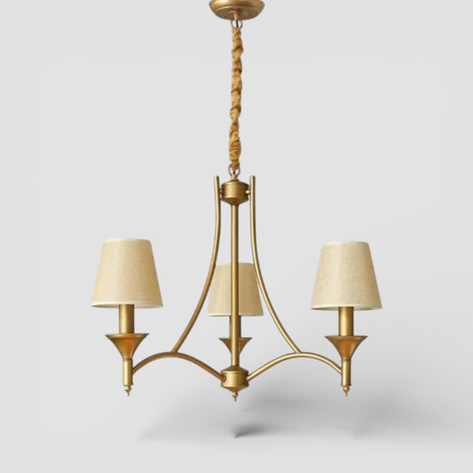 Lustre rétro vintage européen avec abat-jour en tissu