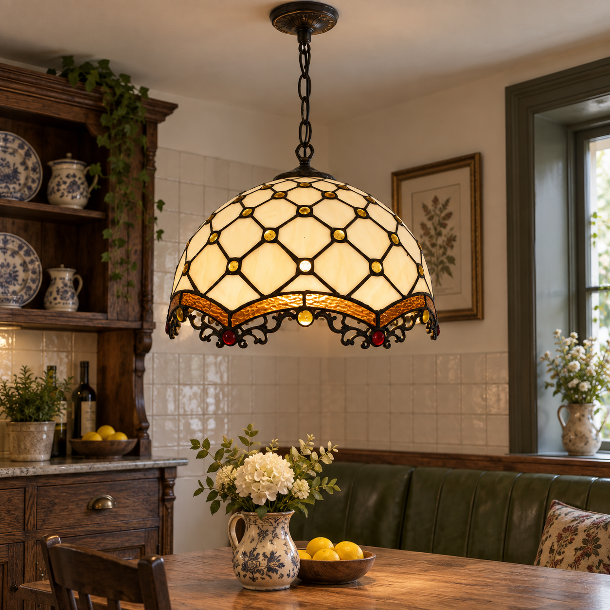 Tiffany-style glass kitchen pendant light