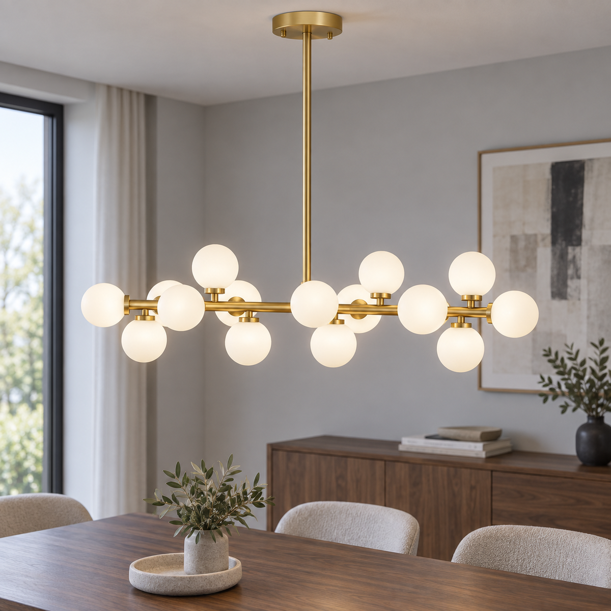 Ljuskrona med nordisk glödlampa för matsal
