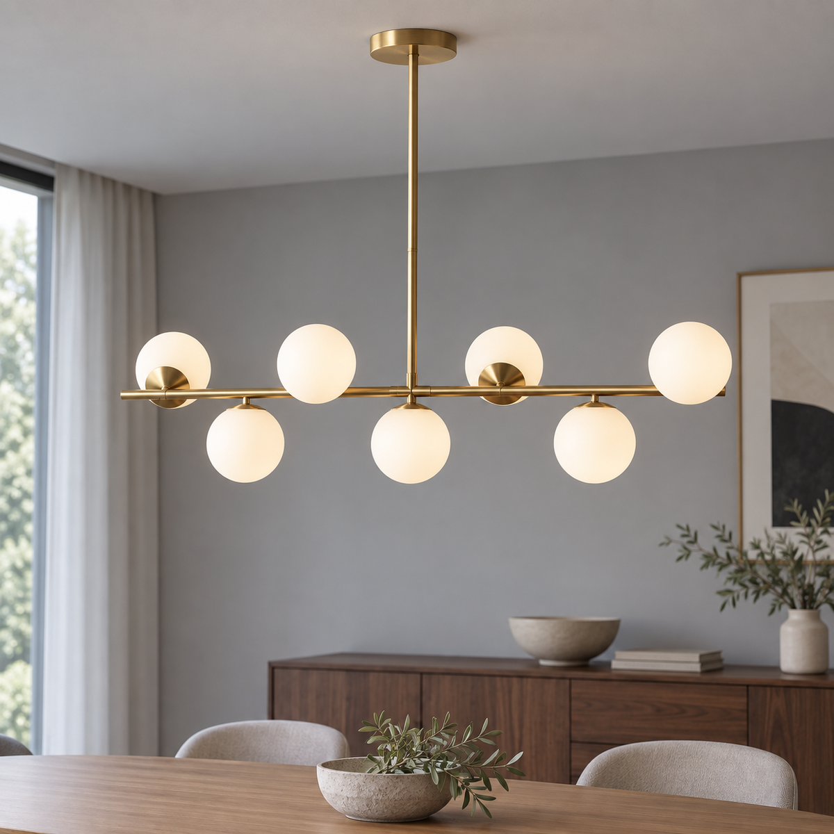 Ljuskrona med nordisk glödlampa för matsal